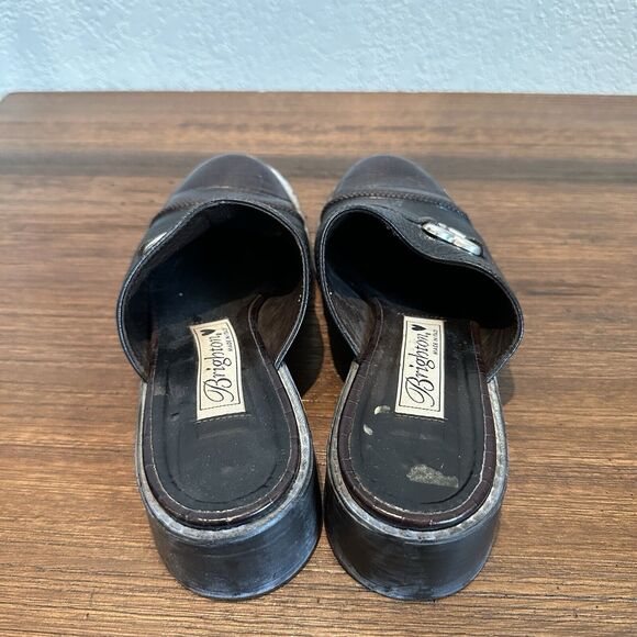 Brighton Kelsey Black/Brown Leather Slip On Mules Size 7N - Picture 5 of 8